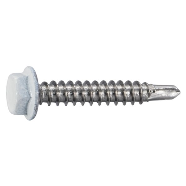 Midwest Fastener Self-Drilling Screw, #8 x 1 in, Painted Stainless Steel Hex Head Hex Drive, 12 PK 39583